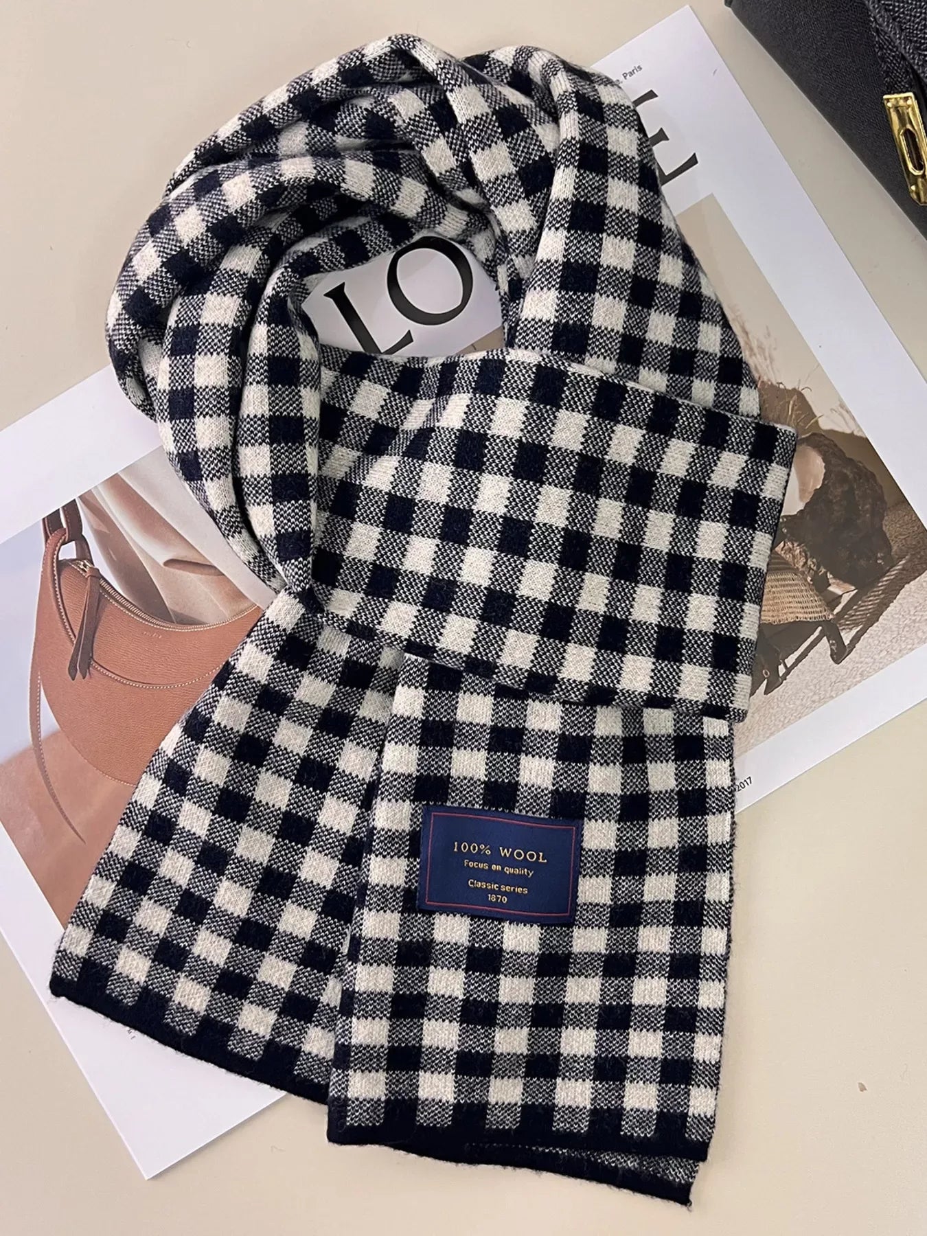 100% Wool Plaid Scarf - Makw Official Site