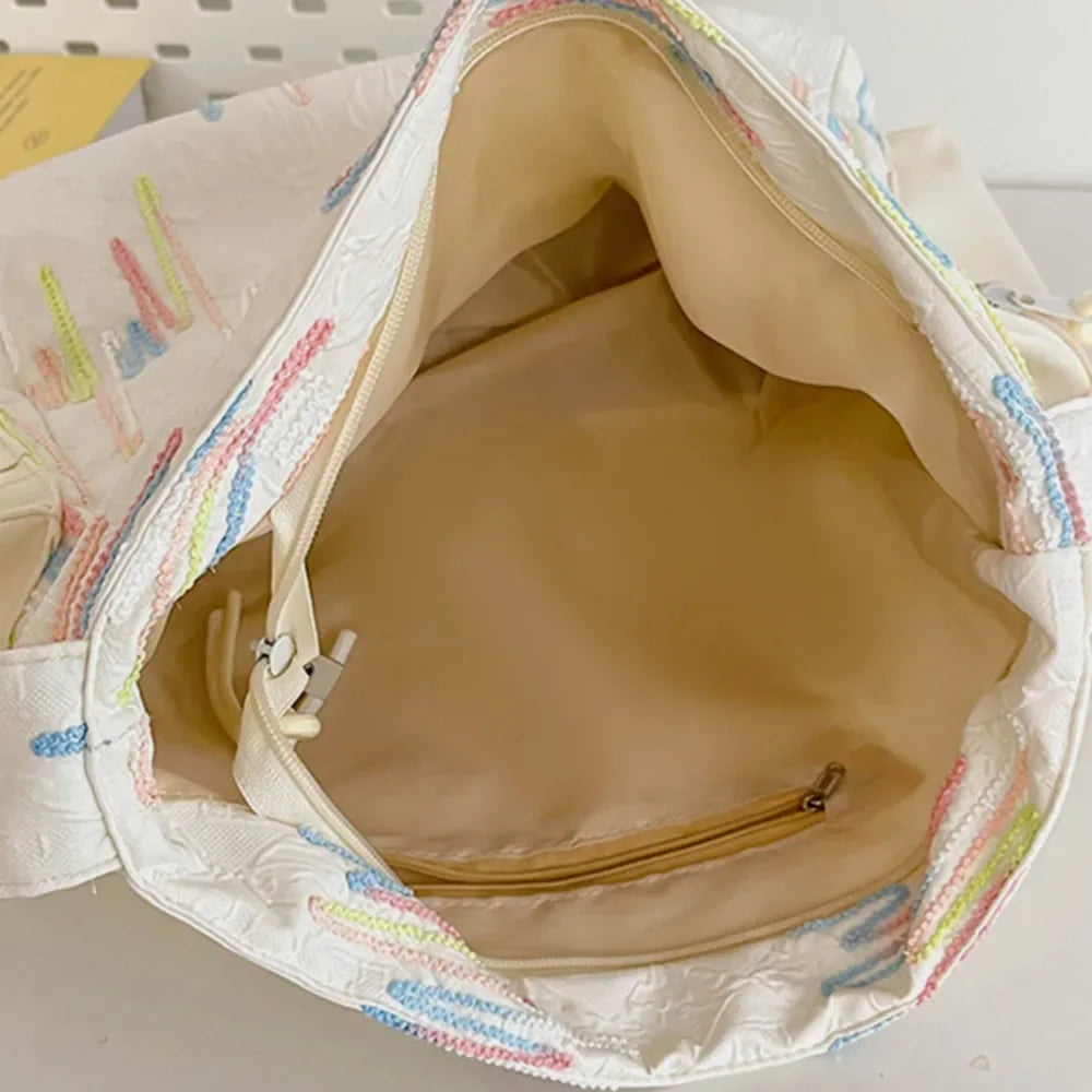 Contrast Texture Shoulder Bag - Makw Official Site