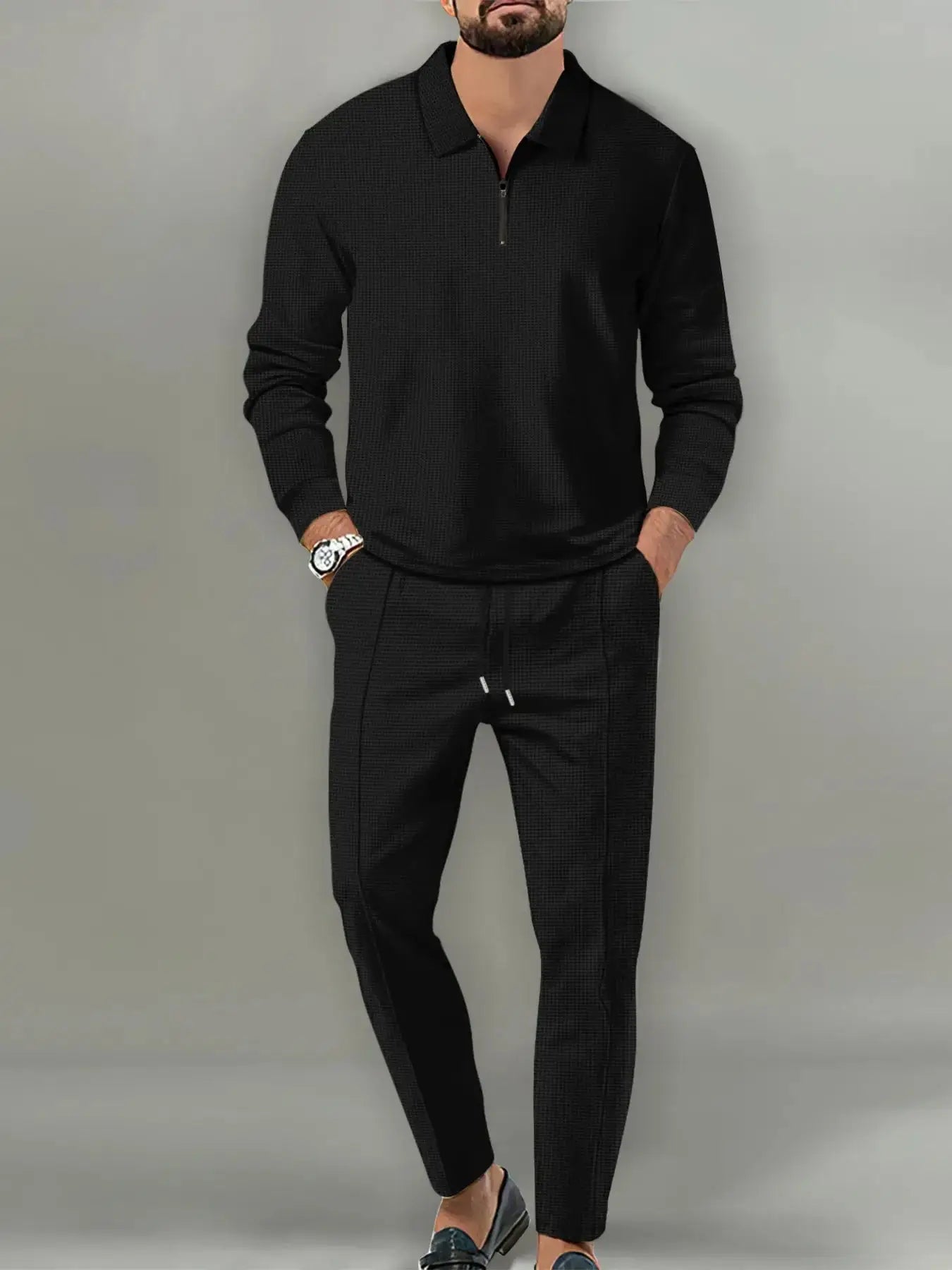 Men's Full Size Long Sleeve Top and Pants Set Plus Size - Makw Official Site