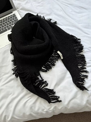 Fringe Trim Knit Scarf - Makw Official Site