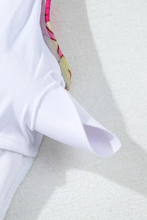 Floral Ruffle Trim Tummy Control One Piece Swimsuit - Makw Official Site