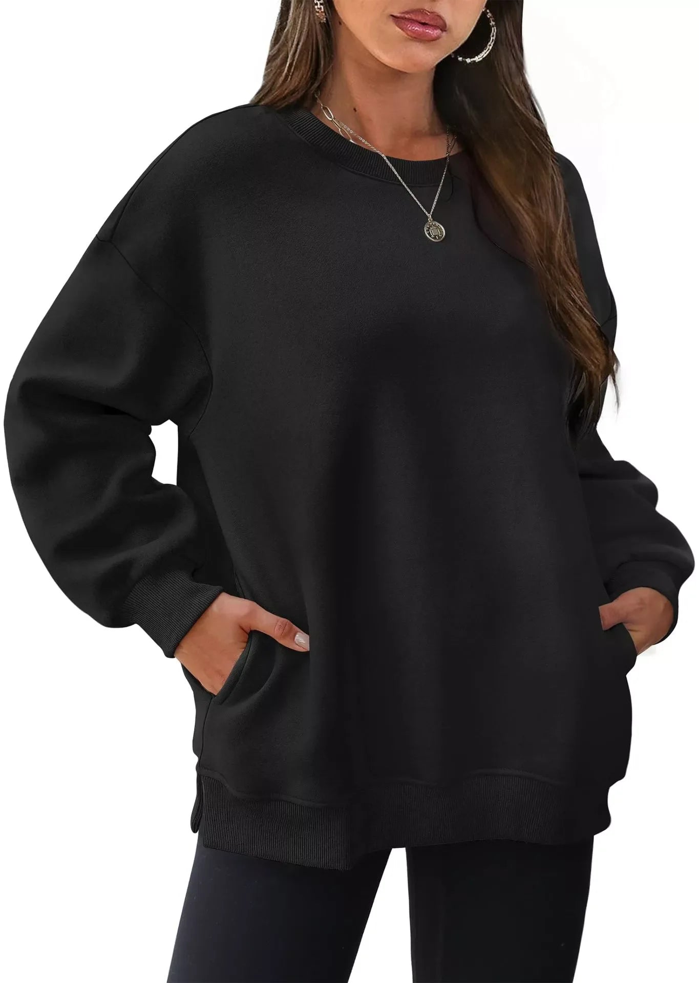 Casual Solid Color Long Sleeve Sweatshirt - Makw Official Site