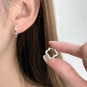 925 Sterling Silver Four Leaf Clover Earrings - Makw Official Site