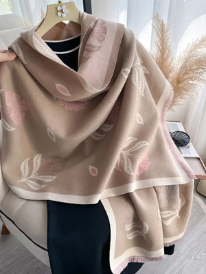 Printed Raw Hem Shawl - Makw Official Site