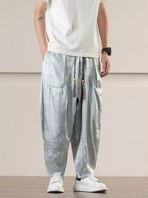Men's Plus Size Dragon Pattern Harem Pants - Makw Official Site