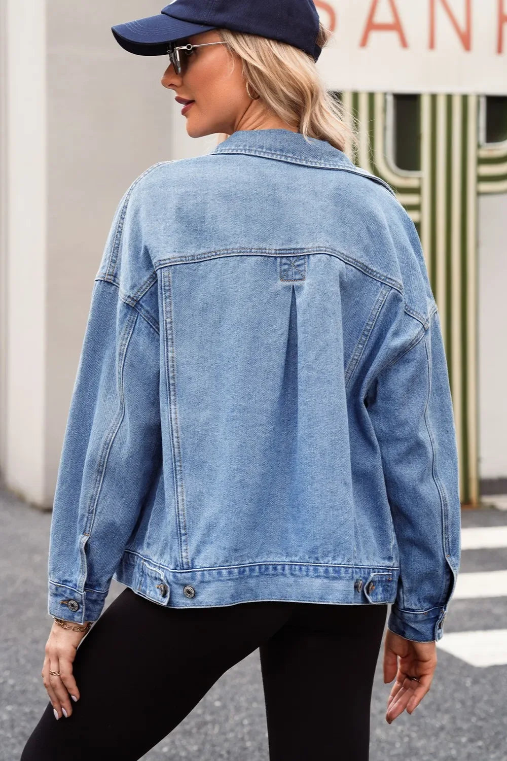 Pocketed Button Up Denim Jacket - Makw Official Site