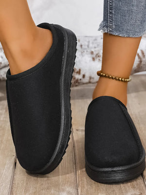 Round Toe Platform Slippers - Makw Official Site