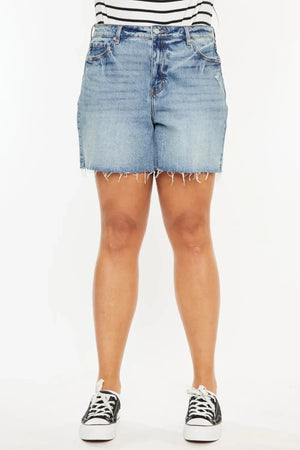 Kancan Full Size Raw Hem High Waist Denim Shorts - Makw Official Site