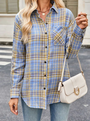 Plaid Button Up Long Sleeve Shirt - Makw Official Site
