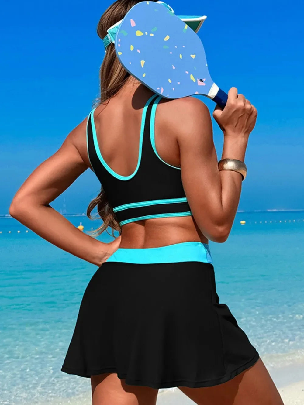 Scoop Neck Top and Skort Swim Set - Makw Official Site