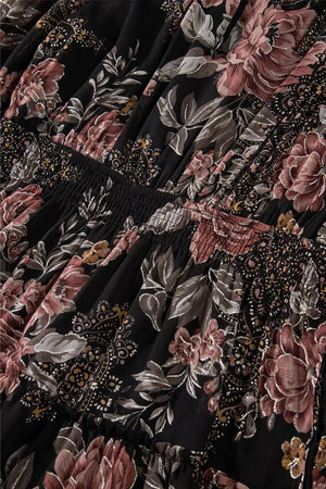 Floral Print Tie Neck Mini Dress - Makw Official Site