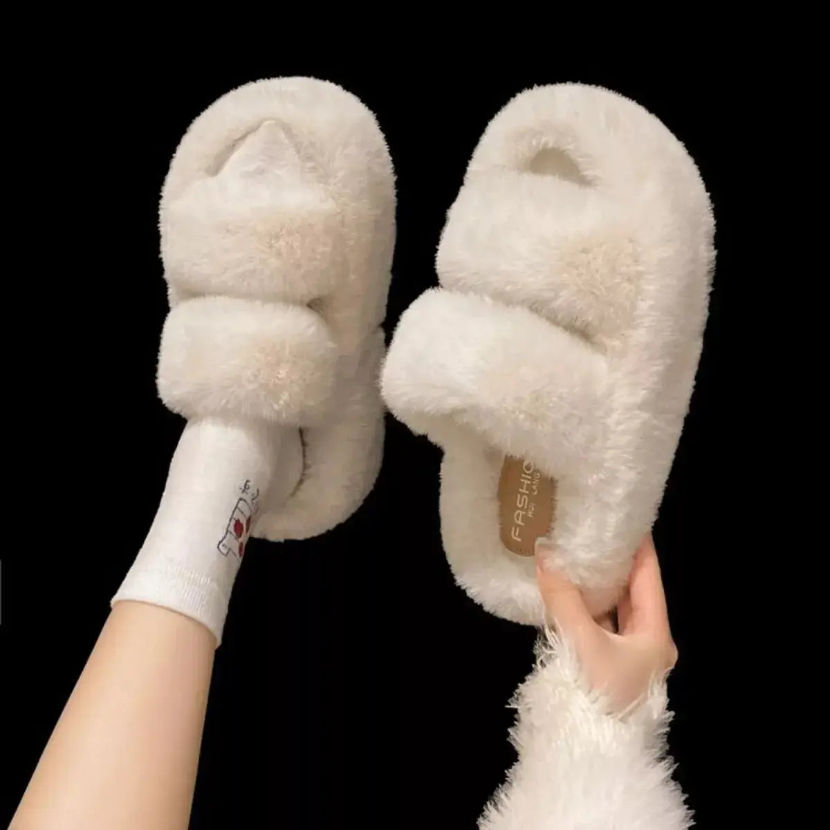 Fuzzy Open Toe Slippers - Makw Official Site