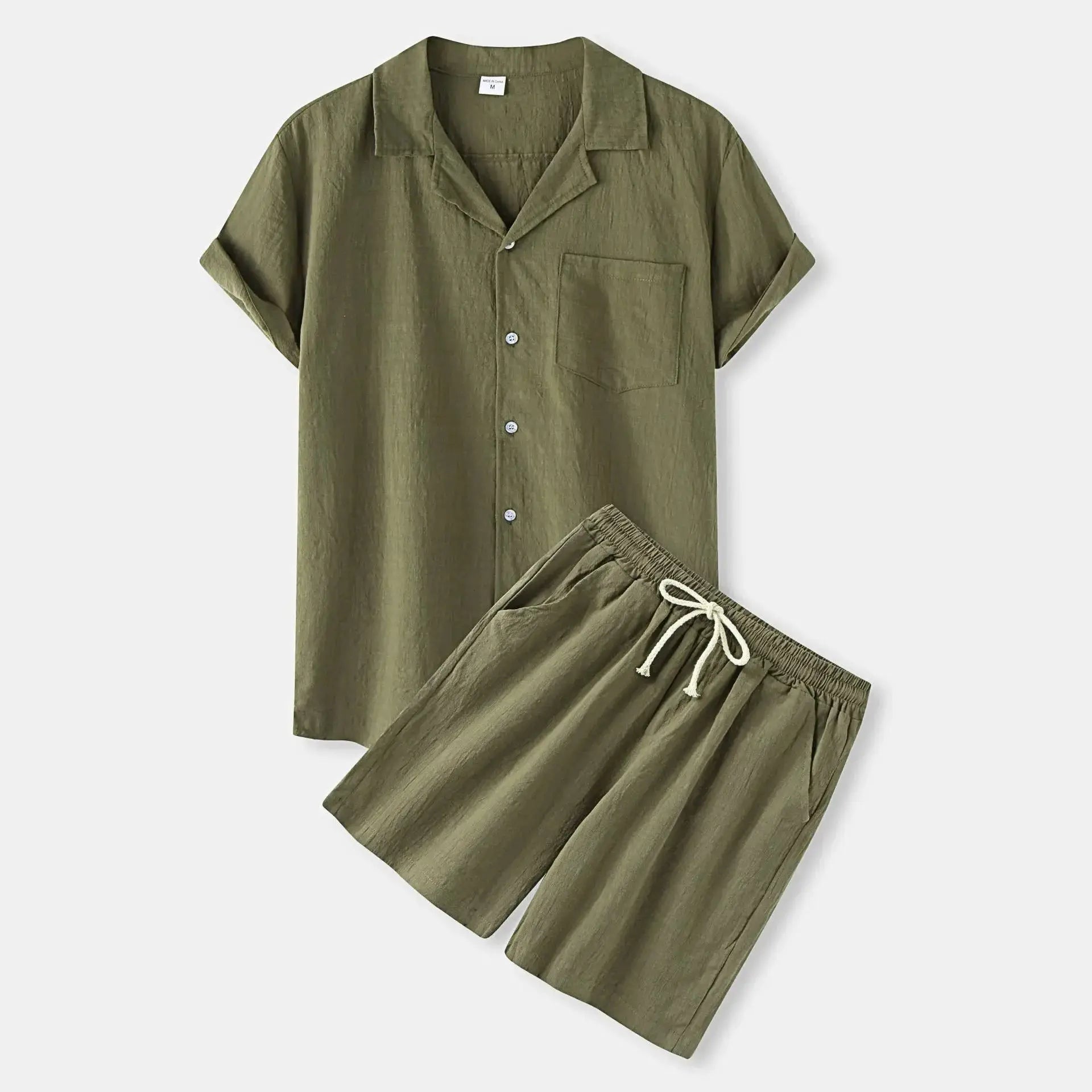 Men's Button Up Shirt and Shorts Set - Makw Official Site