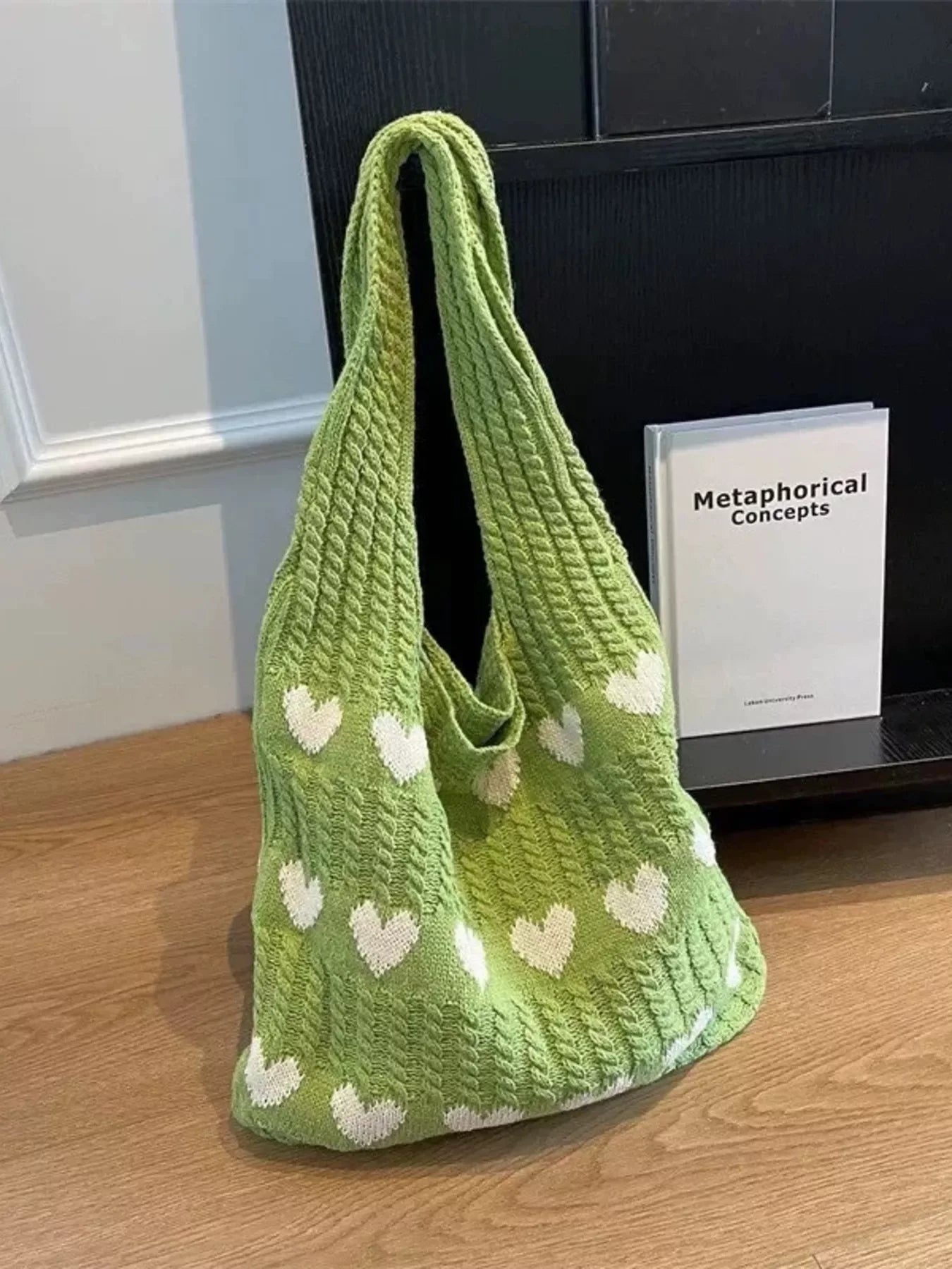 Heart Pattern Knitted Handbag - Makw Official Site