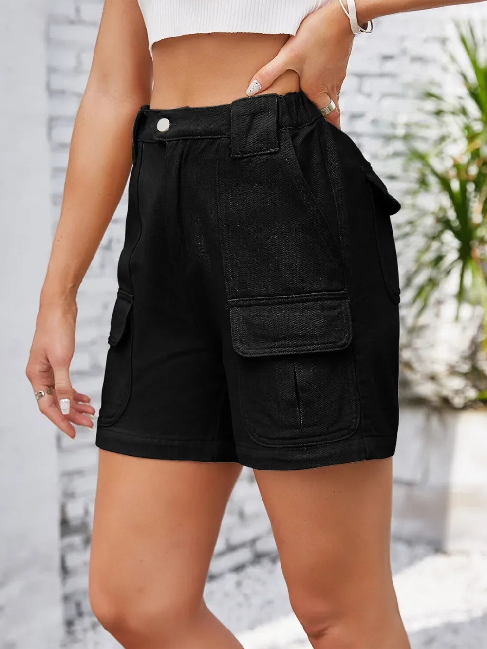 High Waist Washed Denim Shorts - Makw Official Site