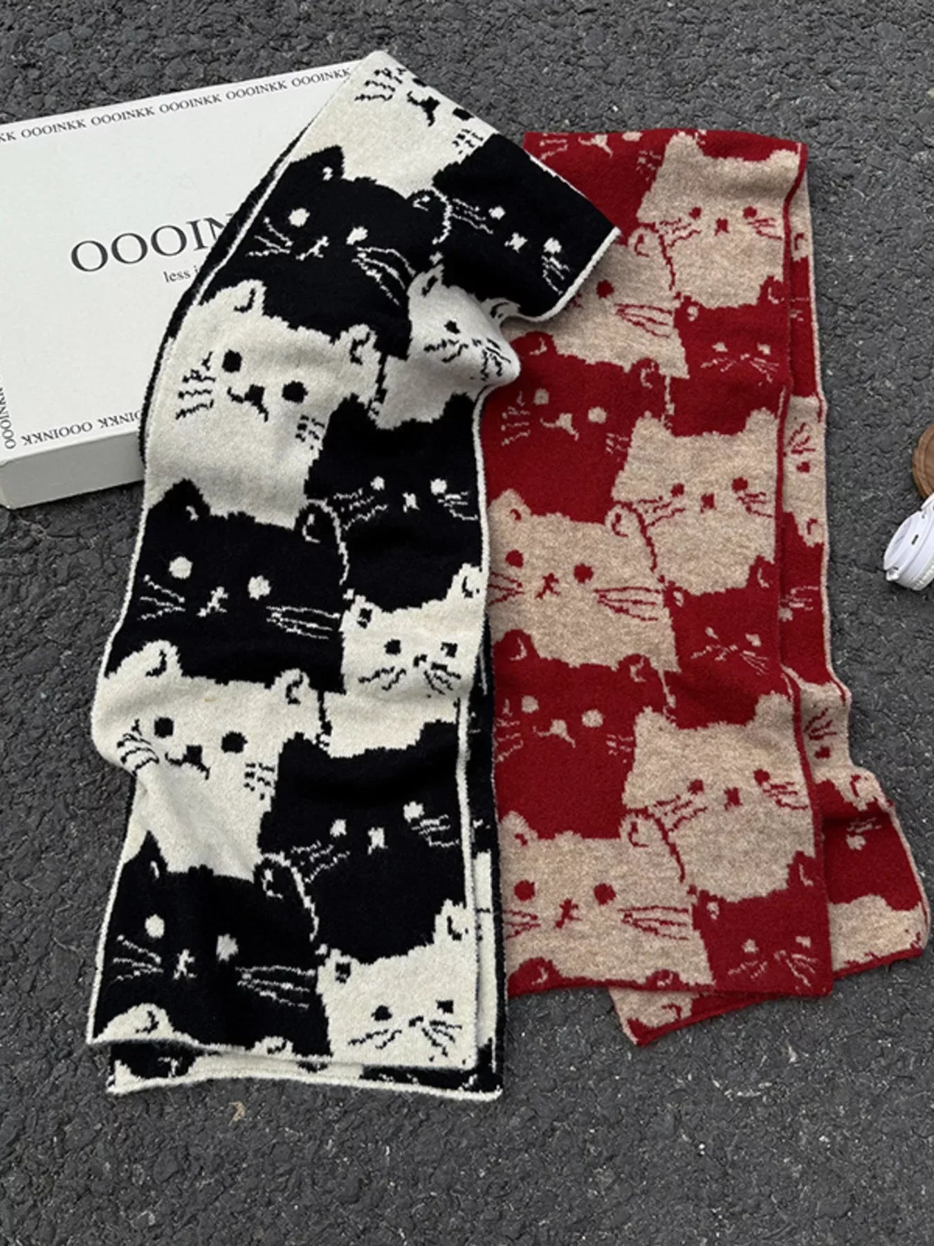 Cute Cat Pattern Knitted Scarf - Makw Official Site