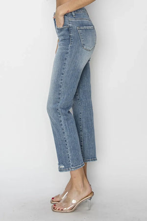 RISEN Full Size High Waist Distressed Cropped Jeans - Makw Official Site