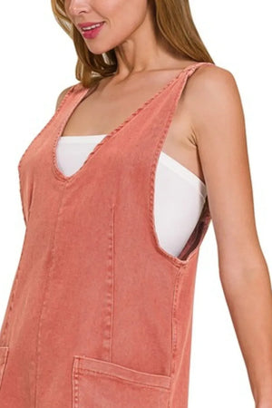 Zenana Washed Adjustable Strap Denim Overall Dress - Makw Official Site