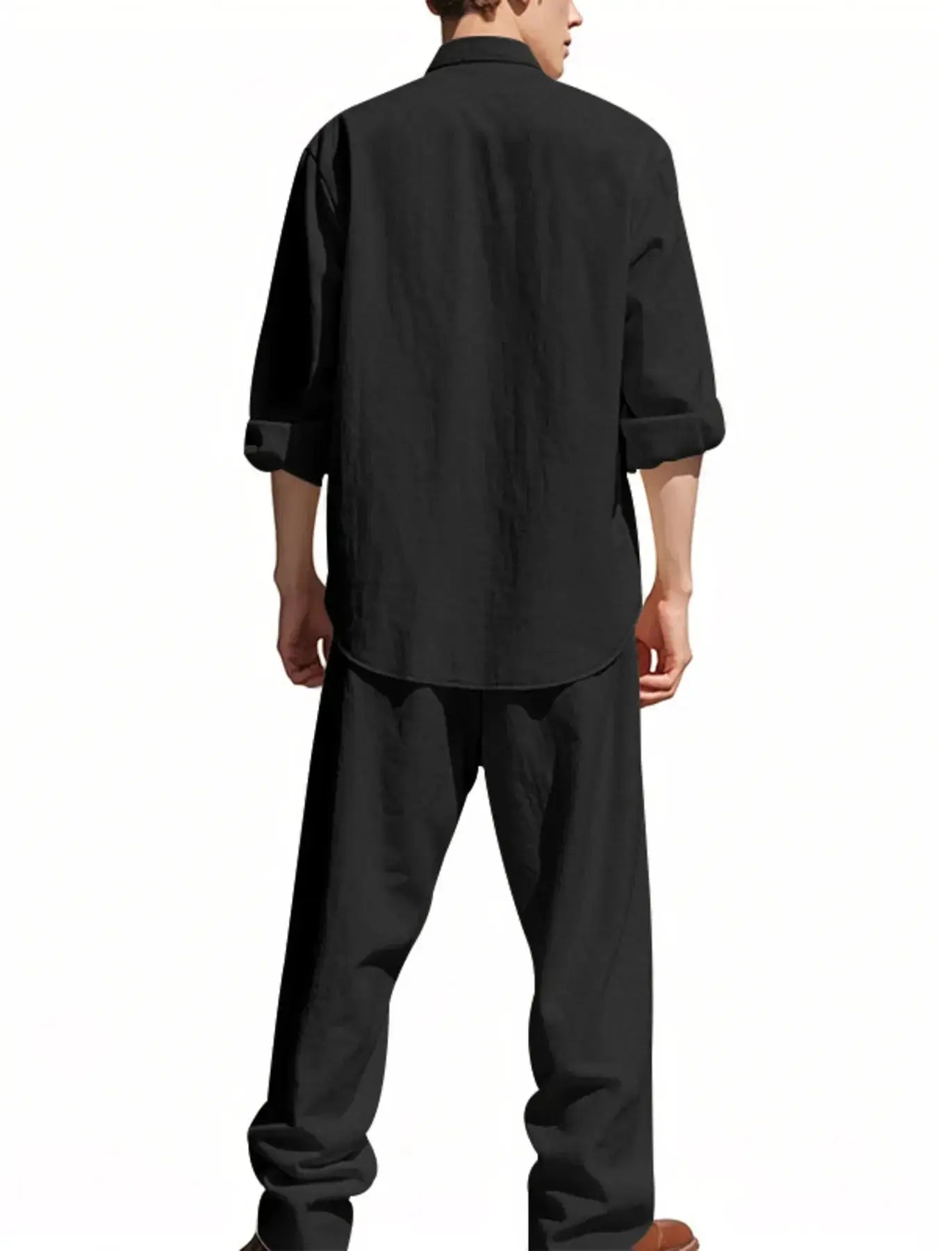 Men's Full Size Button Up Shirt and Pants Set Plus Size - Makw Official Site