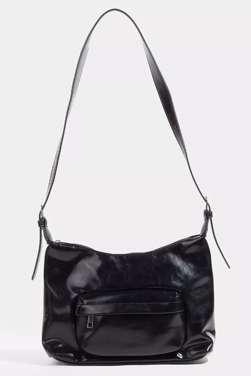 Fame Glossy Faux Leather Shoulder Bag - Makw Official Site