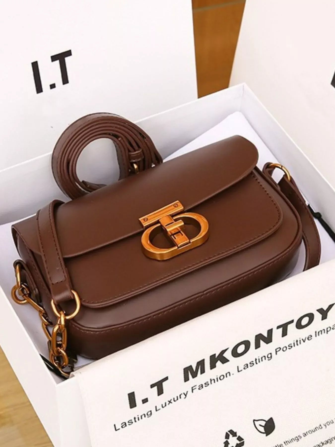 Leather Flap Shoulder Bag - Makw Official Site