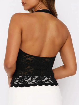 Lace Backless Halter Neck Cami - Makw Official Site