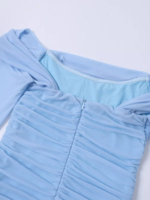 Off-Shoulder Ruched Mermaid Maxi Dress - Makw Official Site