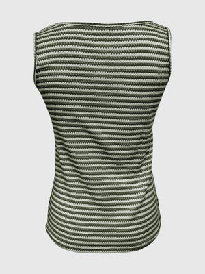 Striped Round Neck Tank Top - Makw Official Site