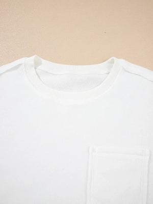 Exposed Seam Chest Pocket Knit Pullover Sweatshirt - Makw Official Site