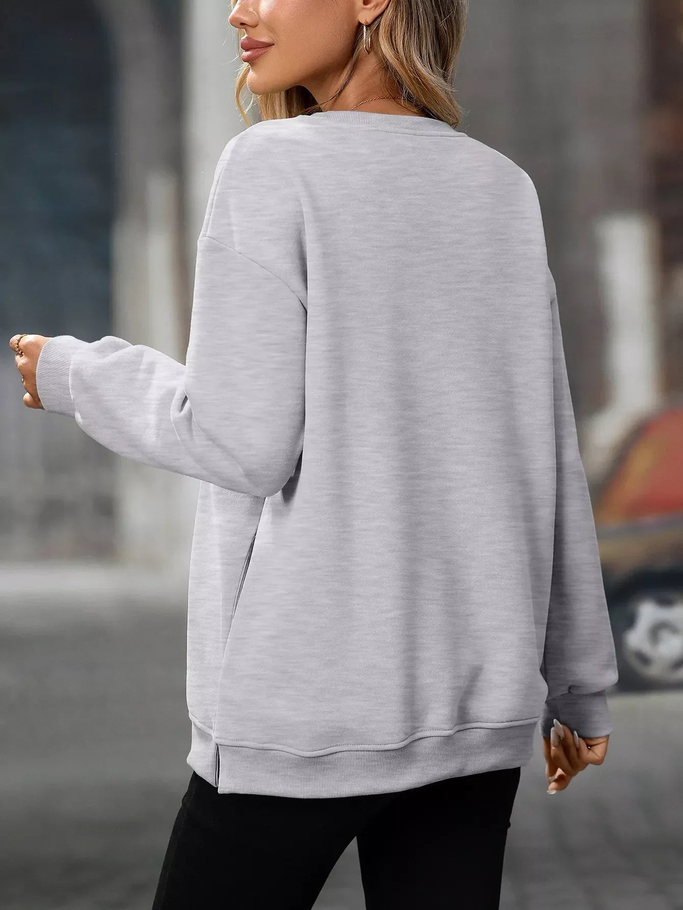 Casual Solid Color Long Sleeve Sweatshirt - Makw Official Site