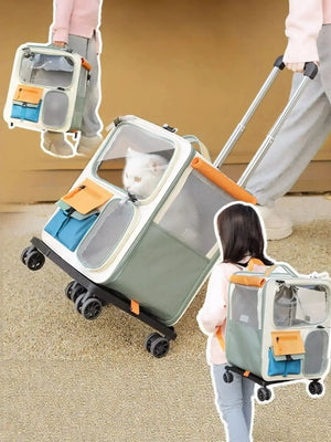 Rolling Pet Carrier with Telescopic Handle - Makw Official Site
