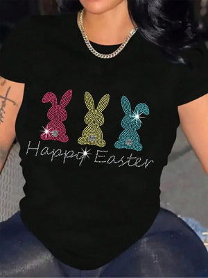 HAPPY EASTER Graphic Round Neck T-Shirt - Makw Official Site