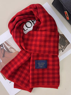 100% Wool Plaid Scarf - Makw Official Site
