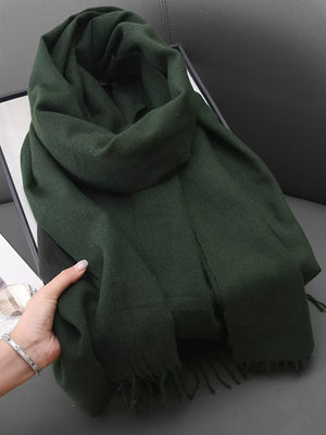 Solid Color Fringe Scarf - Makw Official Site