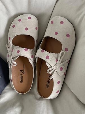 Polka Dot Round Toe Slip-Ons - Makw Official Site