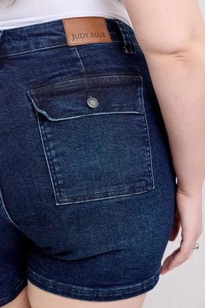 Judy Blue Full Size High Waist Back Flap Pocket Denim Shorts Plus Size - Makw Official Site