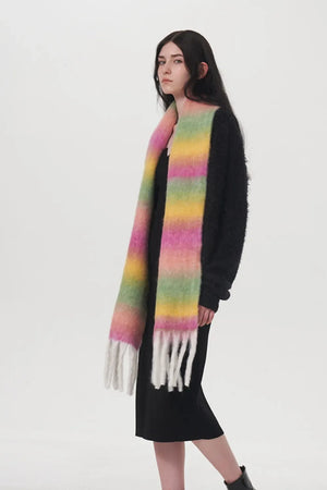 Fringe Gradient Thermal Scarf - Makw Official Site