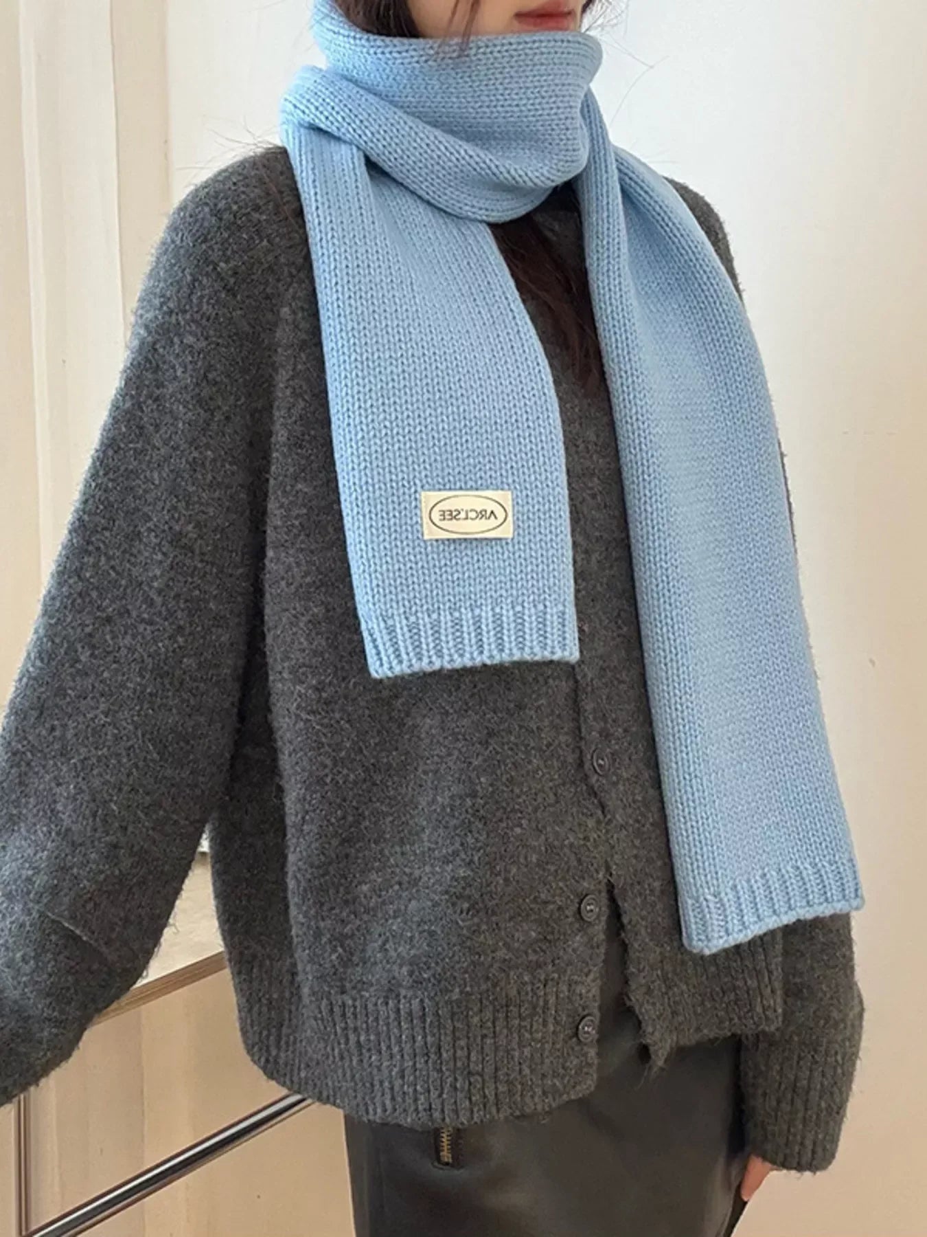 Solid Color Knitted Winter Scarf - Makw Official Site