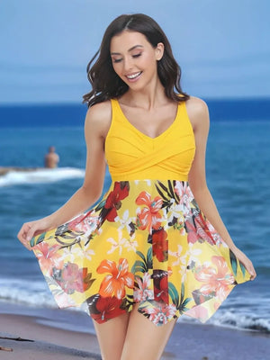 Printed Wide Strap Two-Piece Swim Set - Makw Official Site