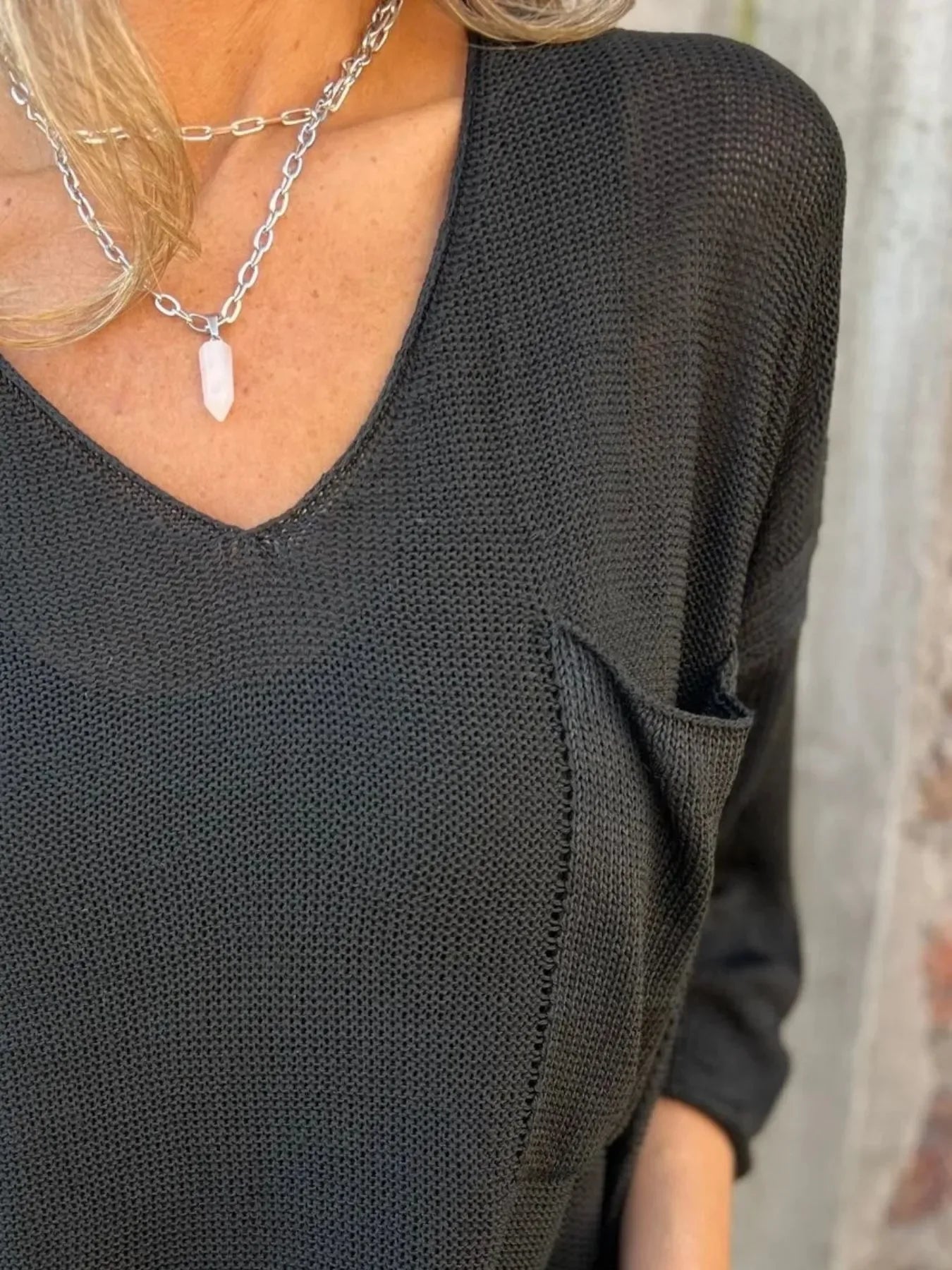 Full Size Casual V-Neck Knit Sweater Plus Size - Makw Official Site