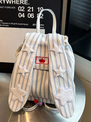 Striped Star Bunny Ear Backpack Bag - Makw Official Site