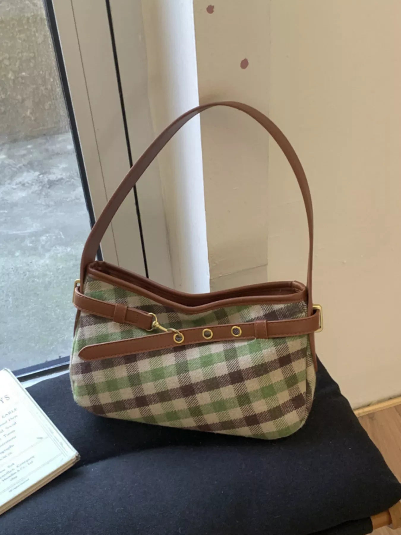 Plaid Pattern Shoulder Bag - Makw Official Site