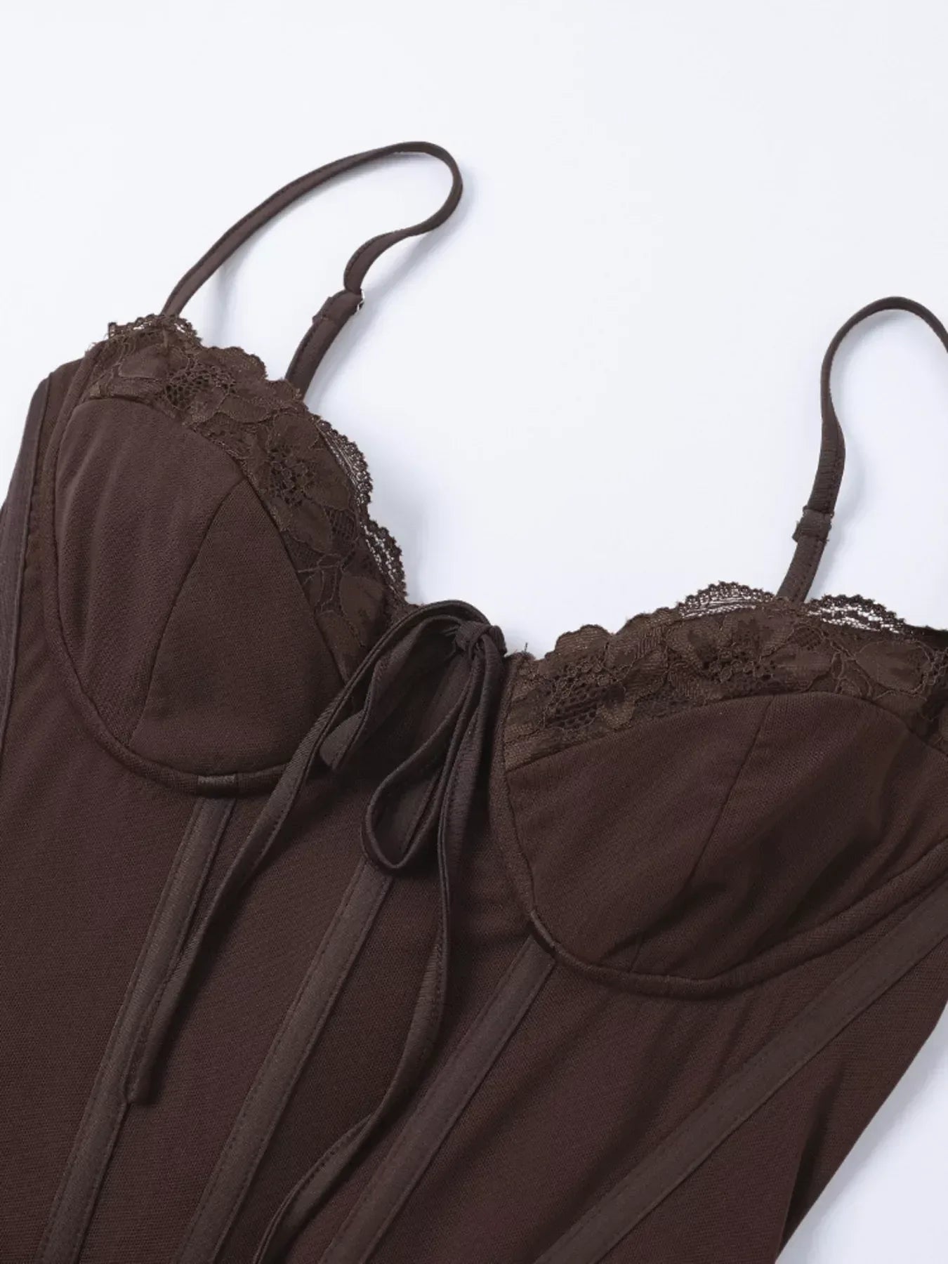 Lace Trim Sweetheart Neck Maxi Dress - Makw Official Site