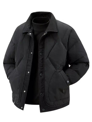 Men's Plus Size Quilted Snap-Down Padded Coat - Makw Official Site