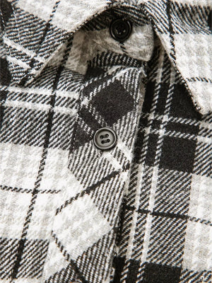Plaid Print Chest Pockets Buttoned Shirt - Makw Official Site