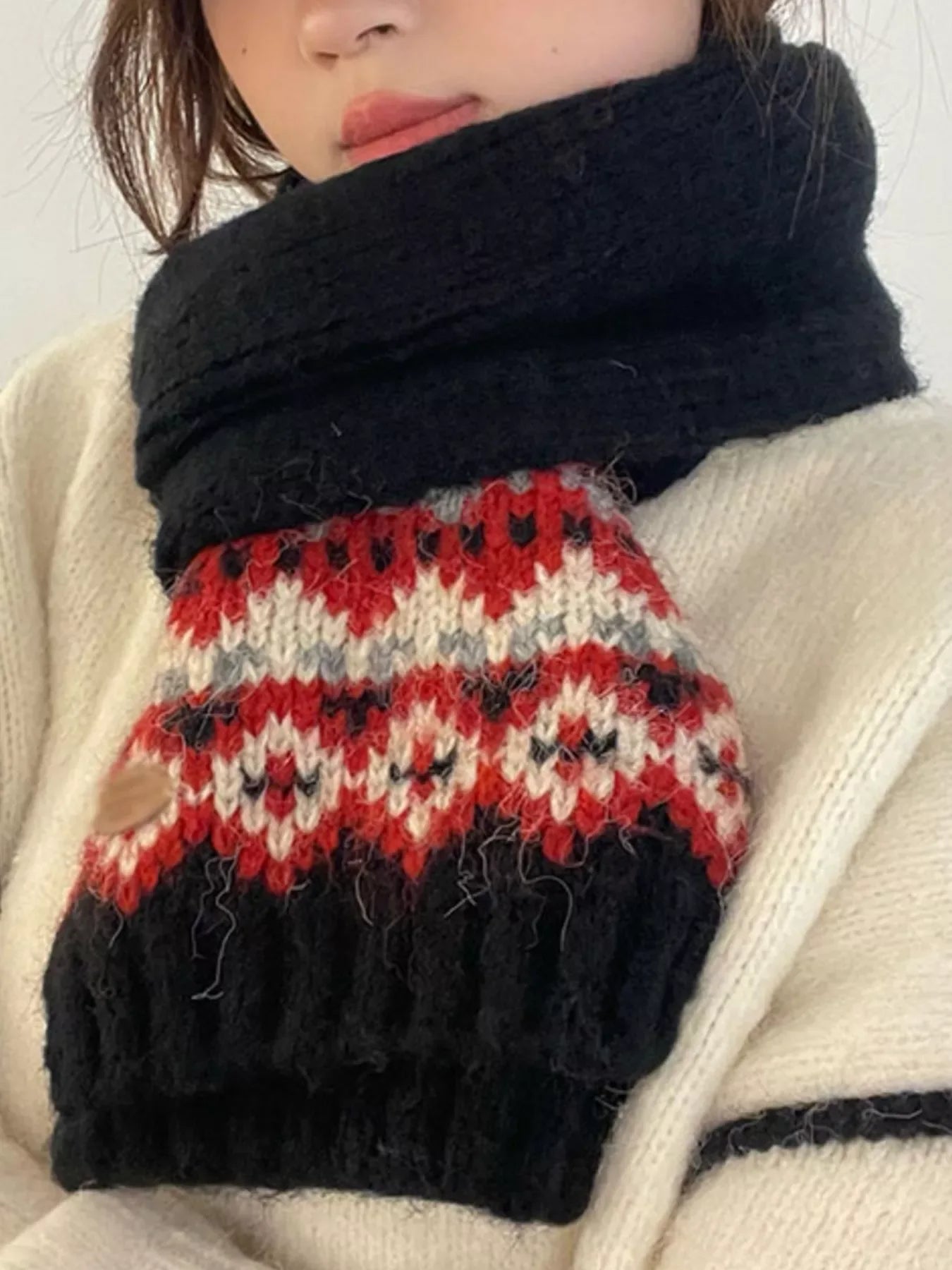 Nordic Pattern Knitted Winter Scarf - Makw Official Site