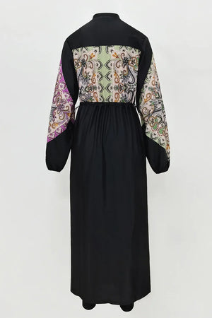 Cap, Drawstring Printed Long Sleeve Dress and Pants Swim Set - Makw Official Site