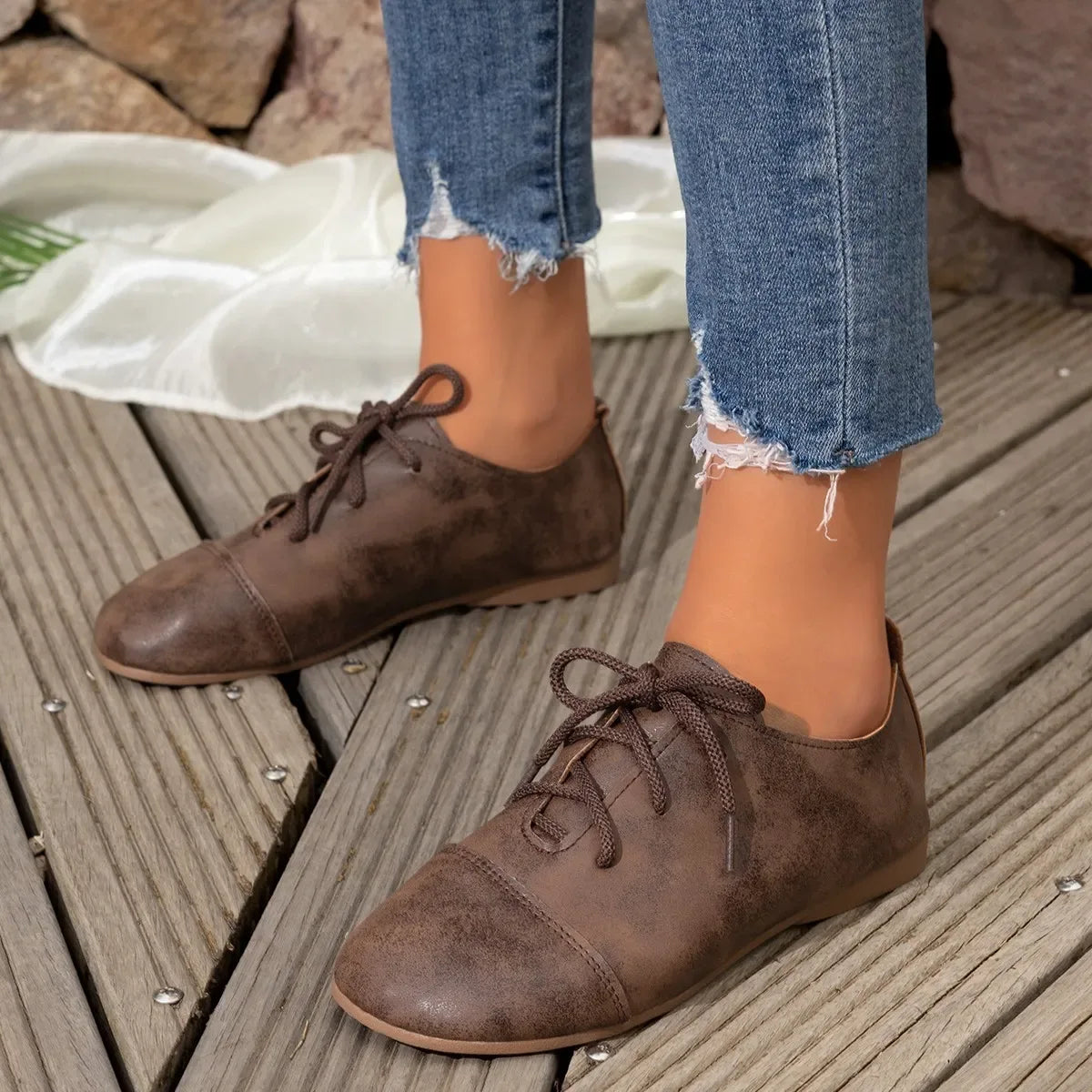 Casual Lace-Up Loafers - Makw Official Site