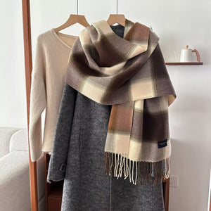 Plaid Fringe Scarf - Makw Official Site