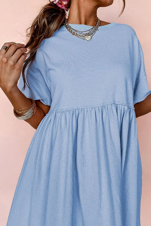 Round Neck Half Sleeve Mini Tee Dress - Makw Official Site